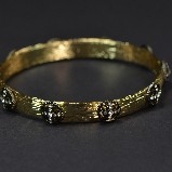 Gold-Plated & Hematite Circle Bangle Bracelet