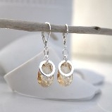 Karley Smith - Golden Shadow Teardrop Swarovski Crystals with Silver Rings Earrings
