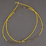 Chibi Glass Bead & Gemstone Section Necklace/Wrap Bracelet - Mustard Yellow with Smoky Quartz