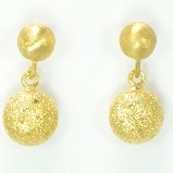 Sharelli Gold Matte and Sparkle Ball Dangle Earrings