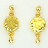 Gold Disc with CZ Drop Earrings