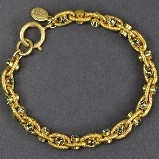 La Vie Parisienne Gold Fancy Rope Link with Black Crystals Bracelet