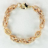 Pave Chain Link with Cube Pave Stations Gold Bracelet