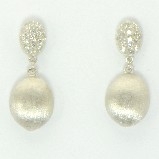 Sterling Silver Matte with Pave Post Drop Earrings