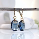 Karley Smith - Blue Denim Swarovski Crystals & Gold plated Rings Earrings