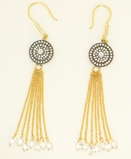 14K Vermeil Black & Gold Tassel Earrings