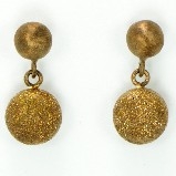 Sharelli Brown Matte and Sparkle Ball Dangle Earrings