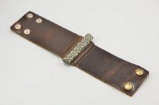 Rebel Designs Vintage Brown Leather & Lightening Bar of Black Diamond Crystals