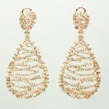 Rose Gold Plated CZ Pave Design Teardrop Earrings