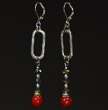 Rita D Swarovski Crystal & Red Dangle Earrings