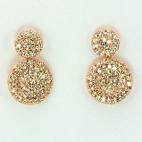 Petite Two Tier Round Pave Disc in Rose Gold Finish Drop Earring