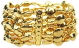 Multi-Strand Metal Bead Cuff - Gold