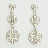 Sterling Silver Sterling CZ Pave 3 Circle Drop Earrings