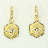 Two Tone Gold Flower Cut Out Drop Earrings
