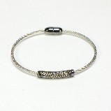 Silver Twisted Cable with Hematite Pave Bar Bracelet