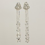  3 Strand Tassel Chandelier Earrings -Silver