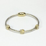 Silver Twisted Cable with Gold Pave Accents Bracelet