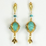 Azaara 22kt Gold Vermeil with Turquoise Drop Earrings