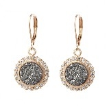 Marcia Moran Titanium Druzy & 18K Rose Gold-Plated Round Dangle with CZs  Earrings