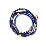 Marlyn Schiff Crystal Wrap Bracelet - Navy/Gold