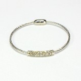 Silver Twisted Cable with Silver Pave Bar Bracelet