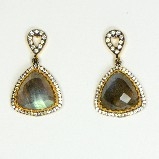 Azaara Gold & Rhodium Labradorite & CZs Drop Earrings