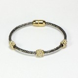 GunmetalTwisted Cable with Gold Pave Accents Bracelet
