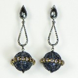 Azaara Rhodium & Crystal Accents with Blue Mesh Crystal Drop Earrings 