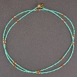Chibi Glass Beads & Gemstone Necklace - Turquoise and Carnelian