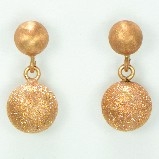 Sharelli Rose Gold Matte and Sparkle Ball Dangle Earrings