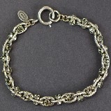 La Vie Parisienne Silver Fancy Rope Link with Black Crystals Bracelet