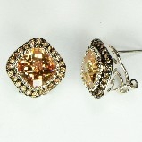 Designer Silver Cable Champagne Topaz CZ Earrings