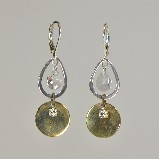 Karley Smith - Silver Teardrop & Swarovski Crystal with Bronze Coin Earrings