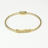Gold Tone Twisted Cable & Gold Bar Bracelet