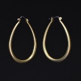 Matte Oval Hinged Hoop Earrings - Gold