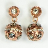 Azaara Rose Gold Vermeil Ball with CZ & Swarovski Crystals Drop Earrings