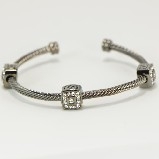 Hematite Coloured Twist Wire with Square Crystal Cuff