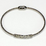Gunmetal Twisted Cable with Hematite Pave Bar Bracelet