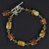 Karley Smith - Golden Shadow Swarovski Crystals & Jasper Rectangles with Detailed Copper Squares Bracelet