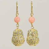 Vermeil & Coral Earrings with Gold Pave Barrel
