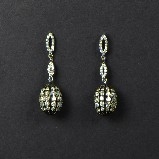 Black Rhodium Oval with CZs Drop Earrings