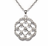 Sterling Silver Netted Flower Cubic Zirconia Necklace