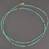 Chibi Glass Beads & Gemstone Necklace - Turquoise & Smoky Quartz