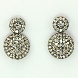 Petite Two Tier Round Pave Disc in Gunmetal Finish Drop Earring