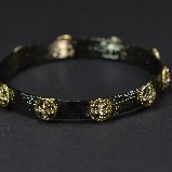 Hematite & Gold-Plated Circle Bangle Bracelet