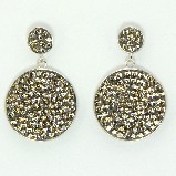 Double Round Pave Charm Drop Earrings