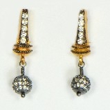 Azaara 22kt Gold Vermeil with Rhodium Accents & Pave CZ Drop Earrings
