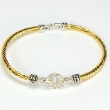 Gold Two Tone Cable Bangle Bracelet