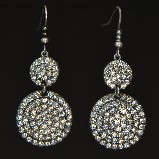 Marlyn Schiff Crystal Circle Dangle Earrings- Antique Silver