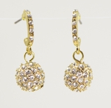 Pave Crystal Ball Post Earrings - Gold